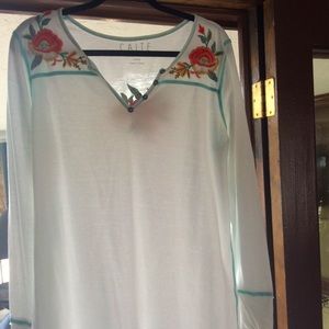 Caite- White/Multi 100% Cotton Top